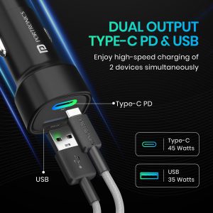 Portronics 80W Dual Output Fast Car Charger